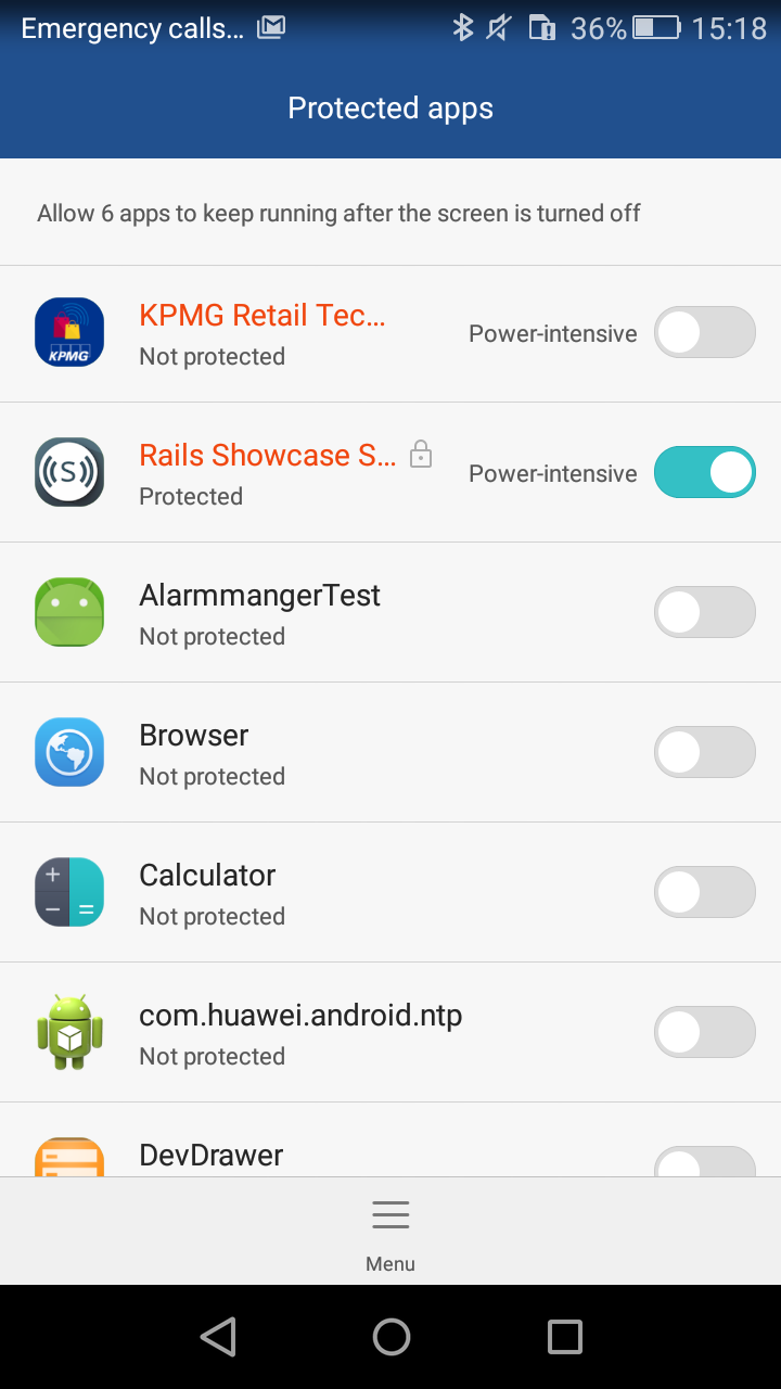 Huawei protected app setting